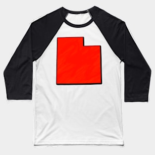 Bright Red Utah Outline Baseball T-Shirt